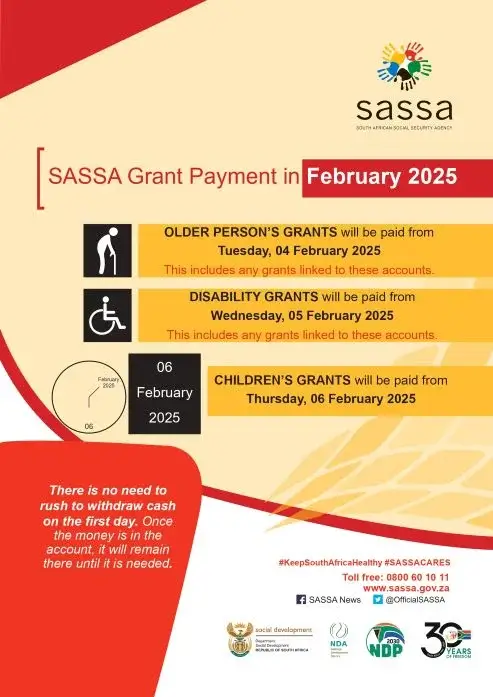 SASSA Payment Dates February 2025